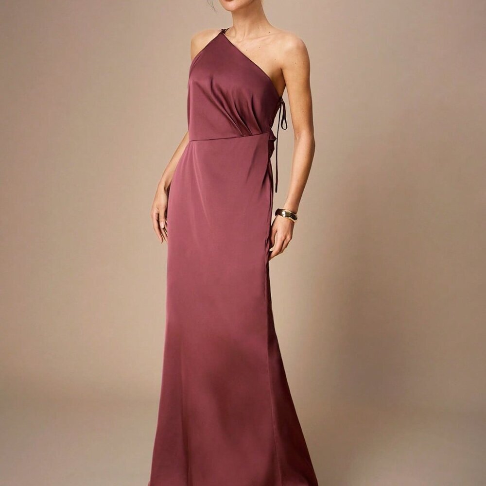 Red Violet Party Women's Mermaid Hem Lace Patchwork Backless Long Dresses - Picture 6 of 8
